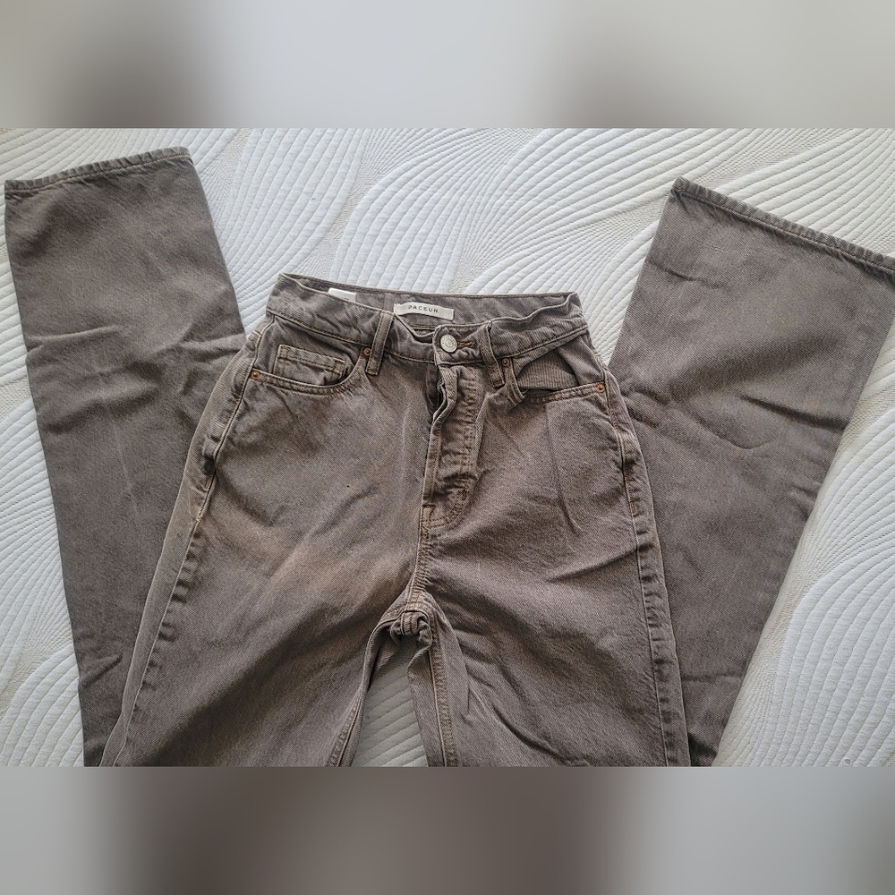 Pacsun High Rise Bootcut Denim Jeans (Brown)